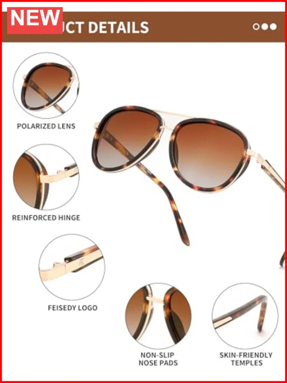 Retro Polarized Aviator Sunglasses Square Classic Style
